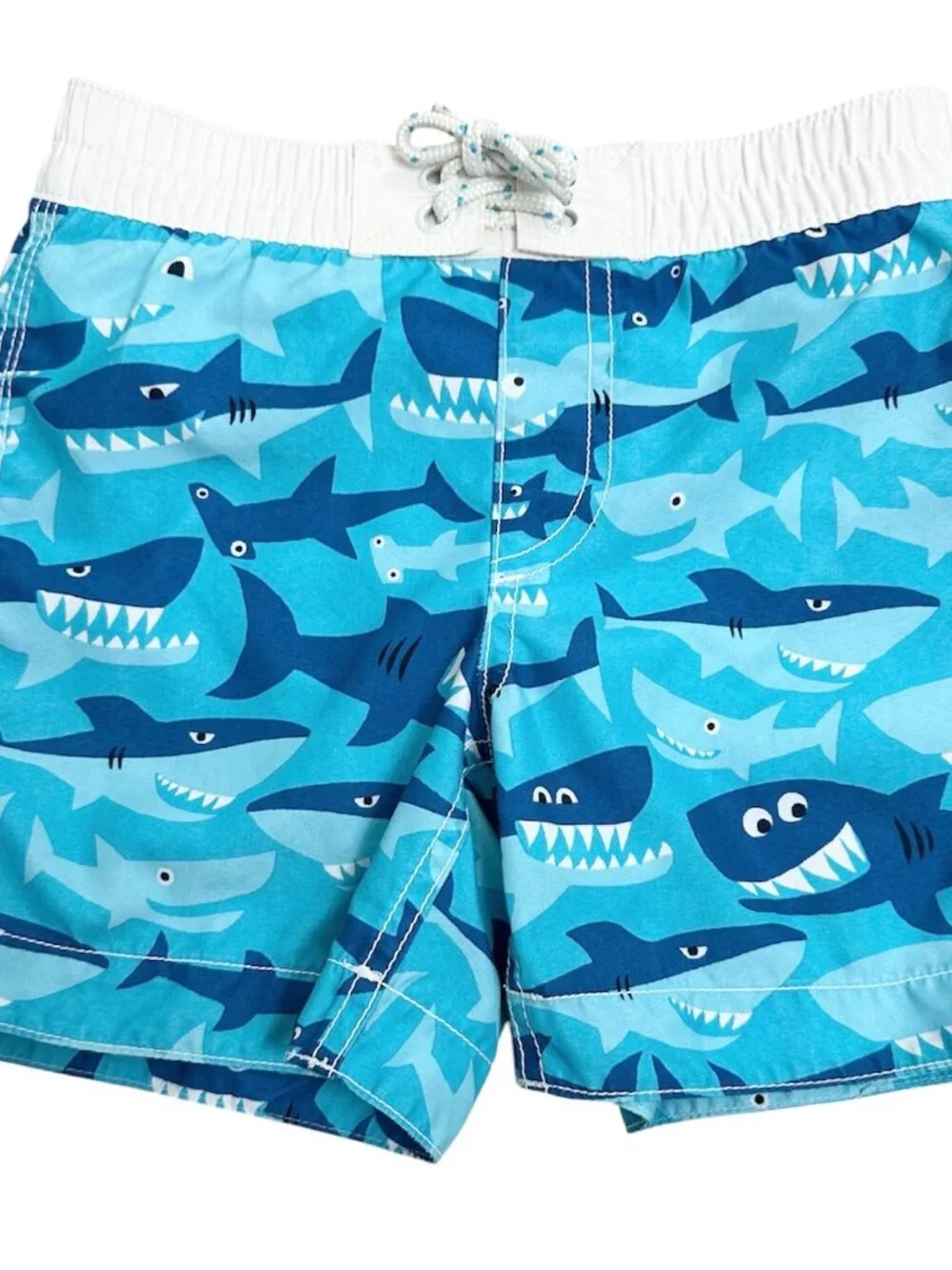 Baby Gap Toddler Boy Swim Trunks Blue / White Size 2 Years Shark Theme Pre-owned